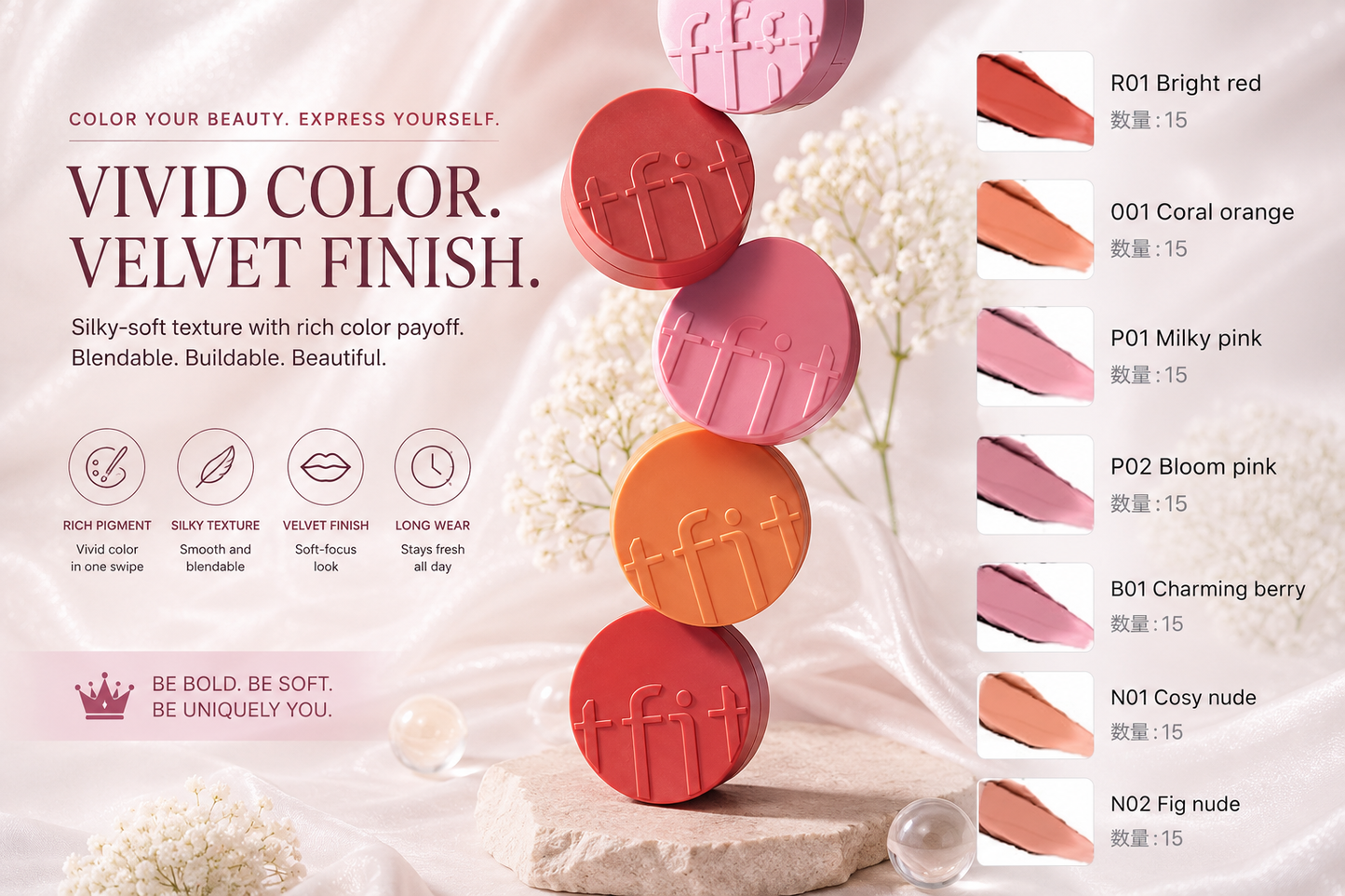 TFIT Velvet Fit Lip & Cheek Balm – Blush e Batom Multifuncional