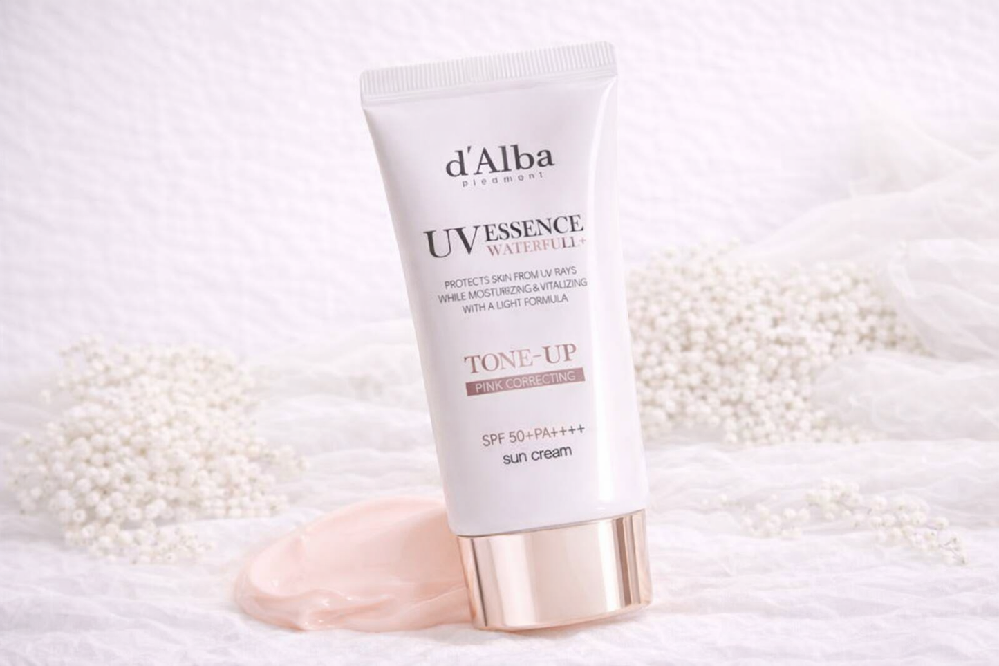 Protetor Solar d'Alba Piedmont UV Essence Waterfull+Tone-Up Pink Correcting SPF50+ PA++++