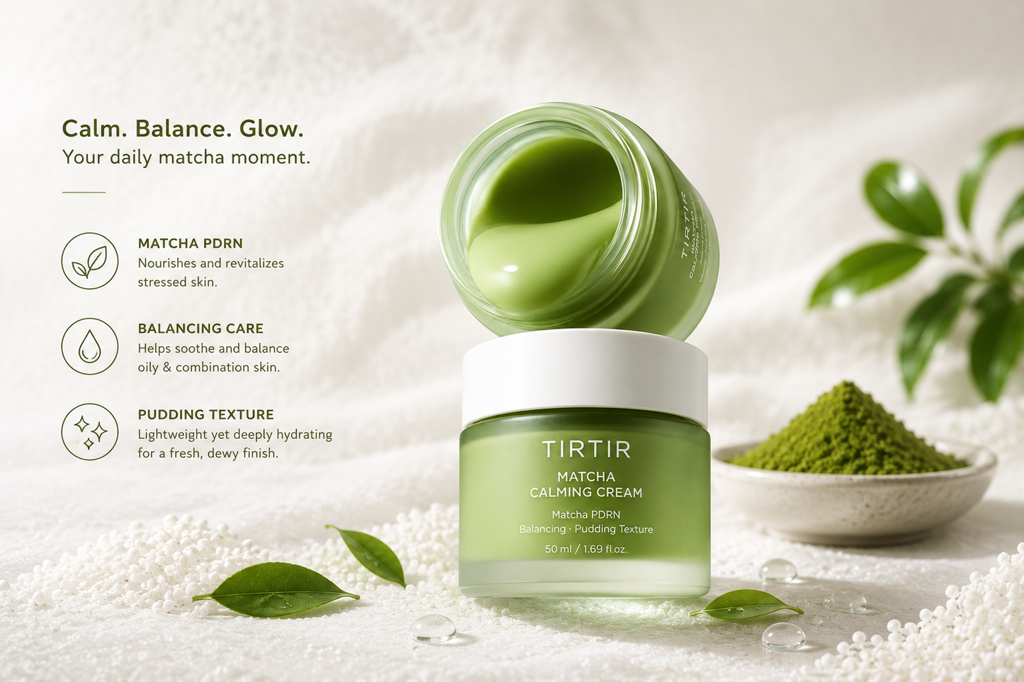 TIRTIR Matcha Calming Cream – Creme Calmante e Hidratante com Matcha PDRN