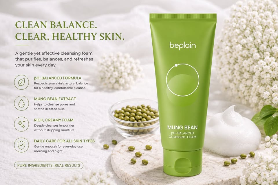 beplain Mung Bean pH-Balanced Cleansing Foam