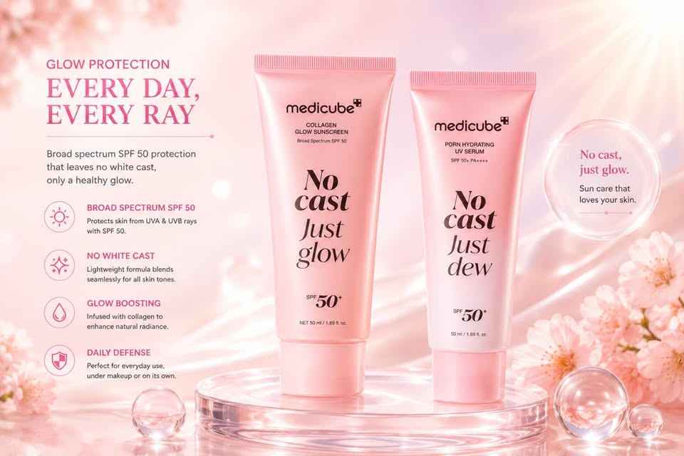 MEDICUBE Collagen Glow Sunscreen SPF 50+ & PDRN Hydrating UV Serum SPF 50+