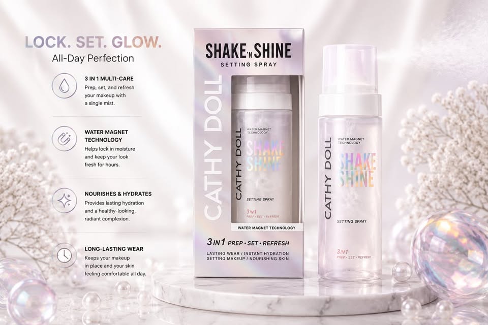 CATHY DOLL Shake ’N Shine Setting Spray 3 in 1 – Prep, Set & Refresh