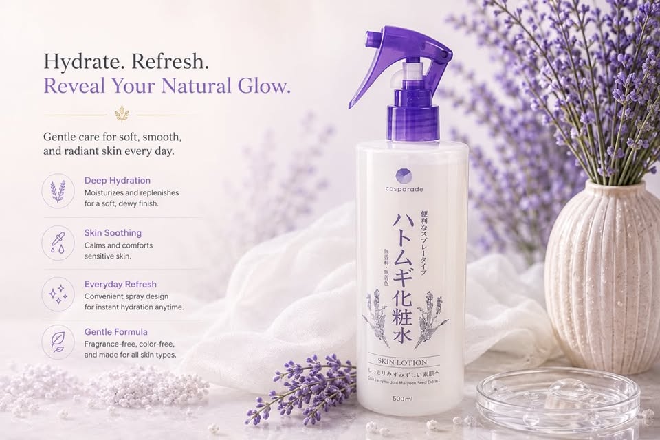 Cosparade Hatomugi Skin Lotion Spray – 500 mL