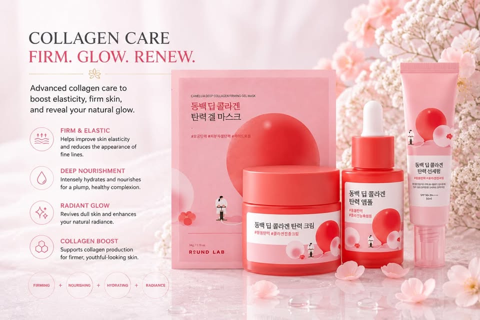 ROUND LAB Camellia Deep Collagen Firming Skincare Set