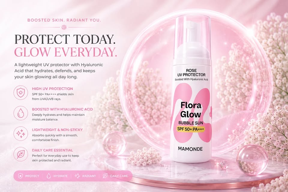 Mamonde Flora Glow Bubble Sun SPF50+ PA+++ — Rose UV Protector