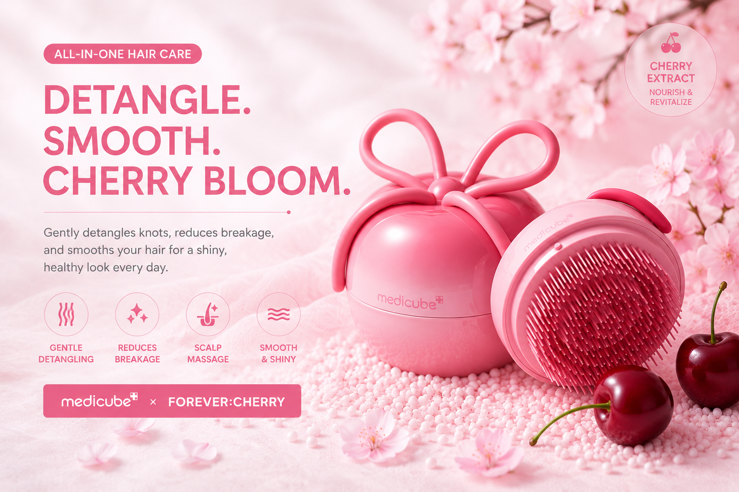 MEDICUBE FOREVER:CHERRY Ribbon Cherry Glass Hair Brush