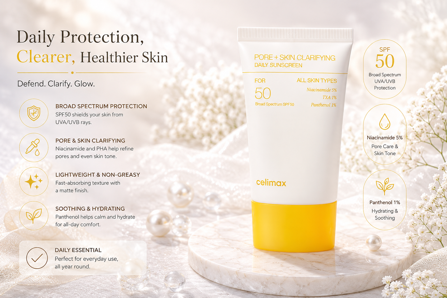 Celimax Pore + Skin Clarifying Daily Sunscreen SPF50