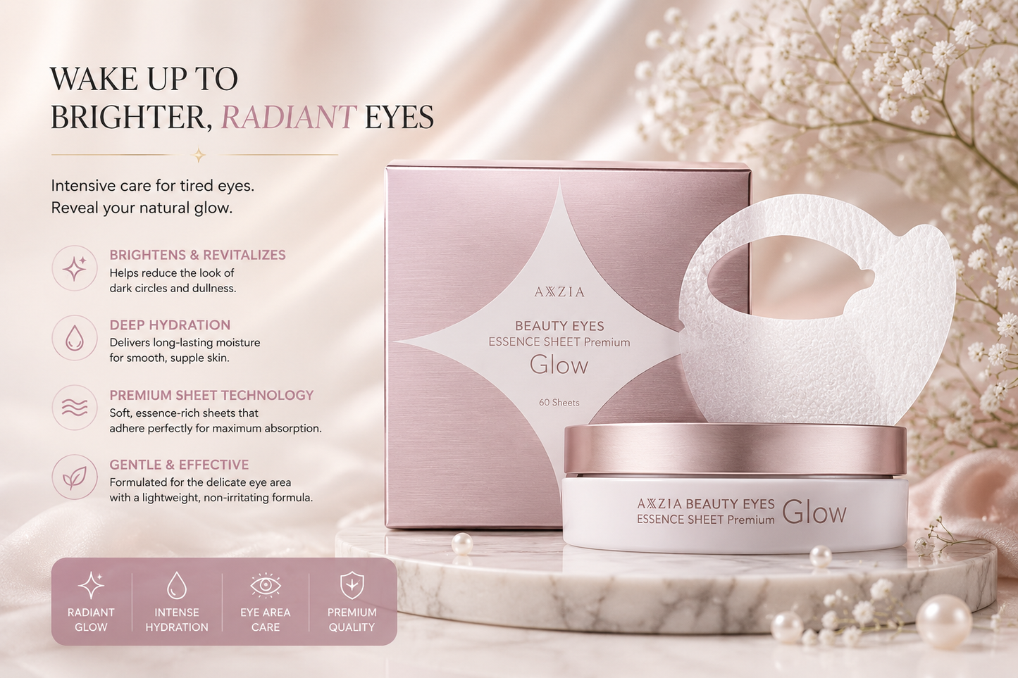 AXXZIA Beauty Eyes Essence Sheet Premium Glow
