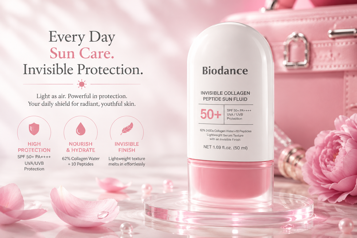 Biodance Invisible Collagen Peptide Sun Fluid SPF50+ PA++++ – Protetor Solar Coreano