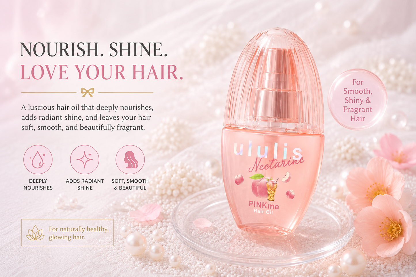 Uluis Nectarine PinkMe Hair Oil – Óleo Capilar Premium Hidratante e Perfumado