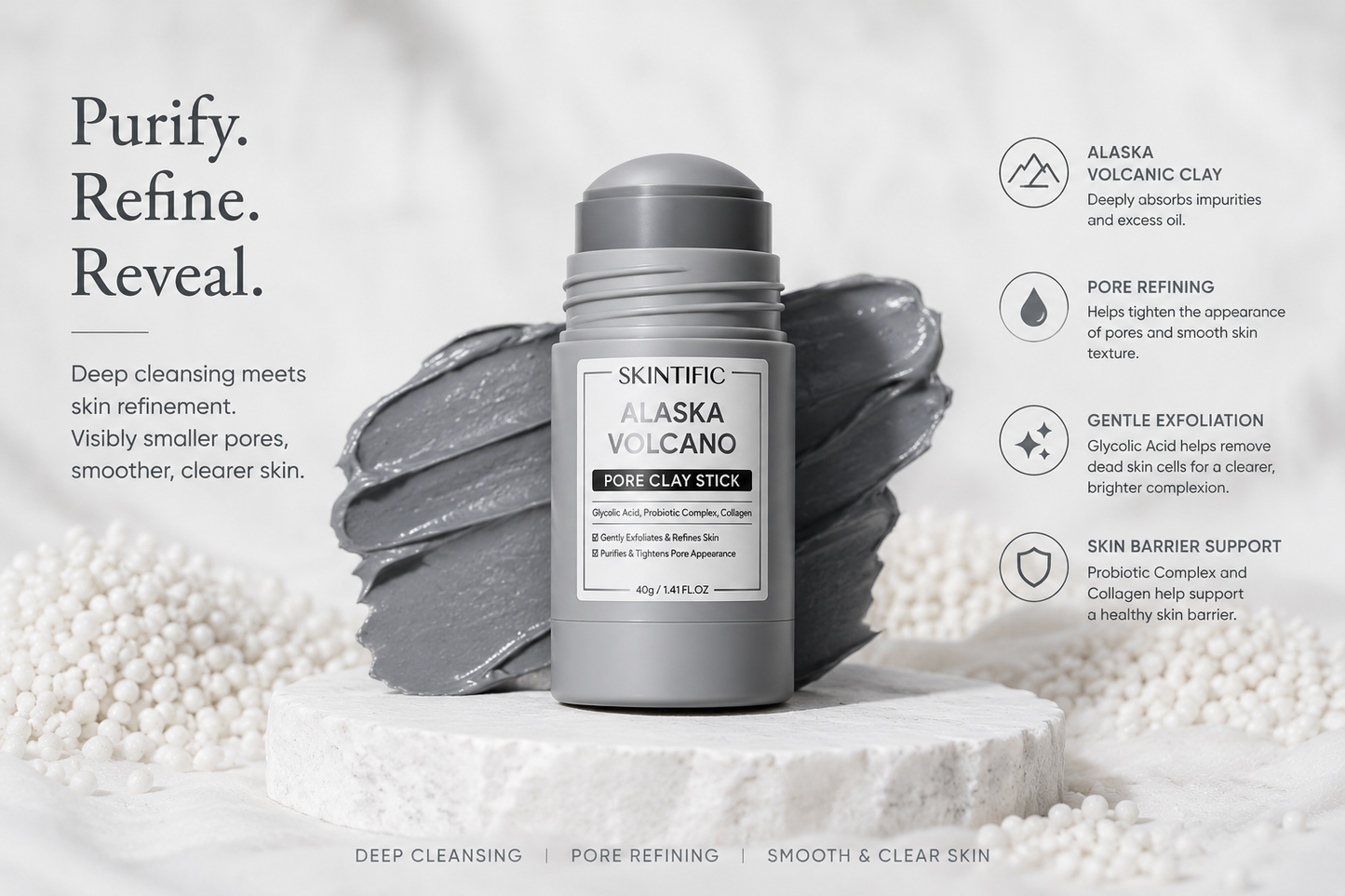 SKINTIFIC Alaska Volcano Pore Clay Stick