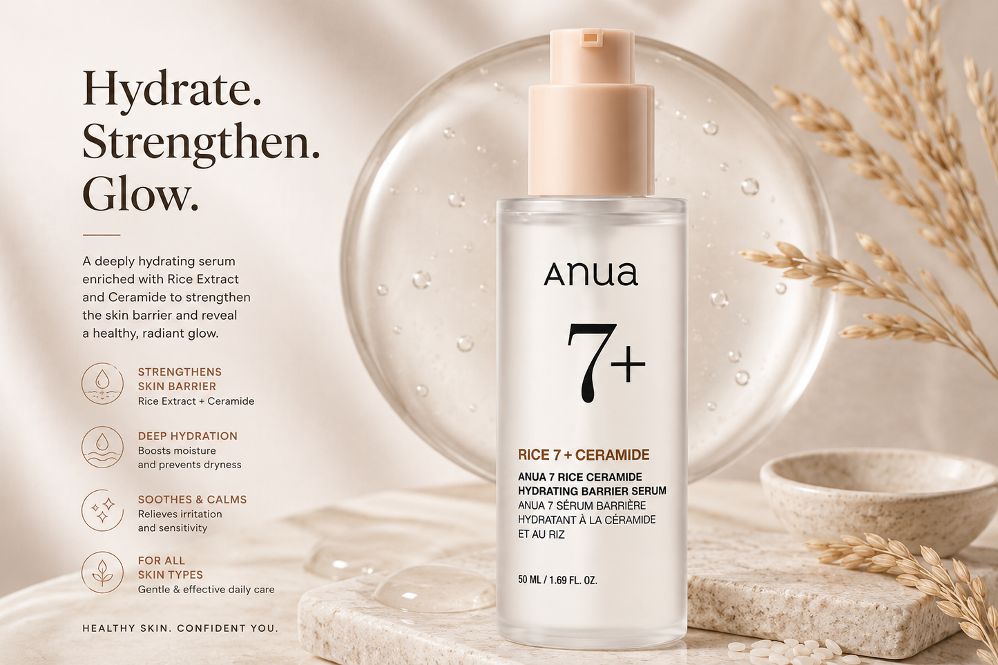 Anua Rice 7+ Ceramide Hydrating Barrier Serum