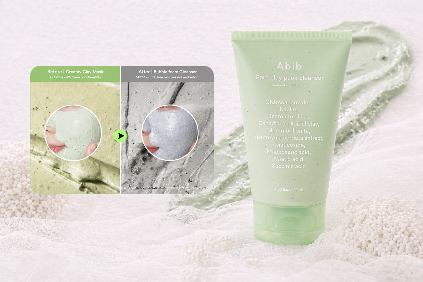 Abib Pore Clay Pack Cleanser (Heartleaf Charcoal Foam)
