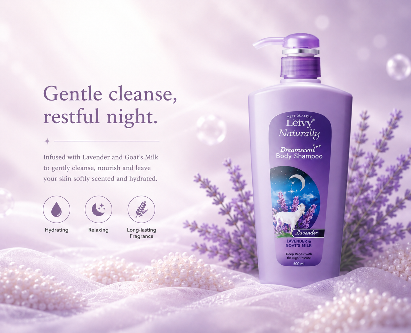 Leivy Naturally Dreamscent Body Shampoo Lavender & Goat’s Milk – Sabonete Líquido Corpora