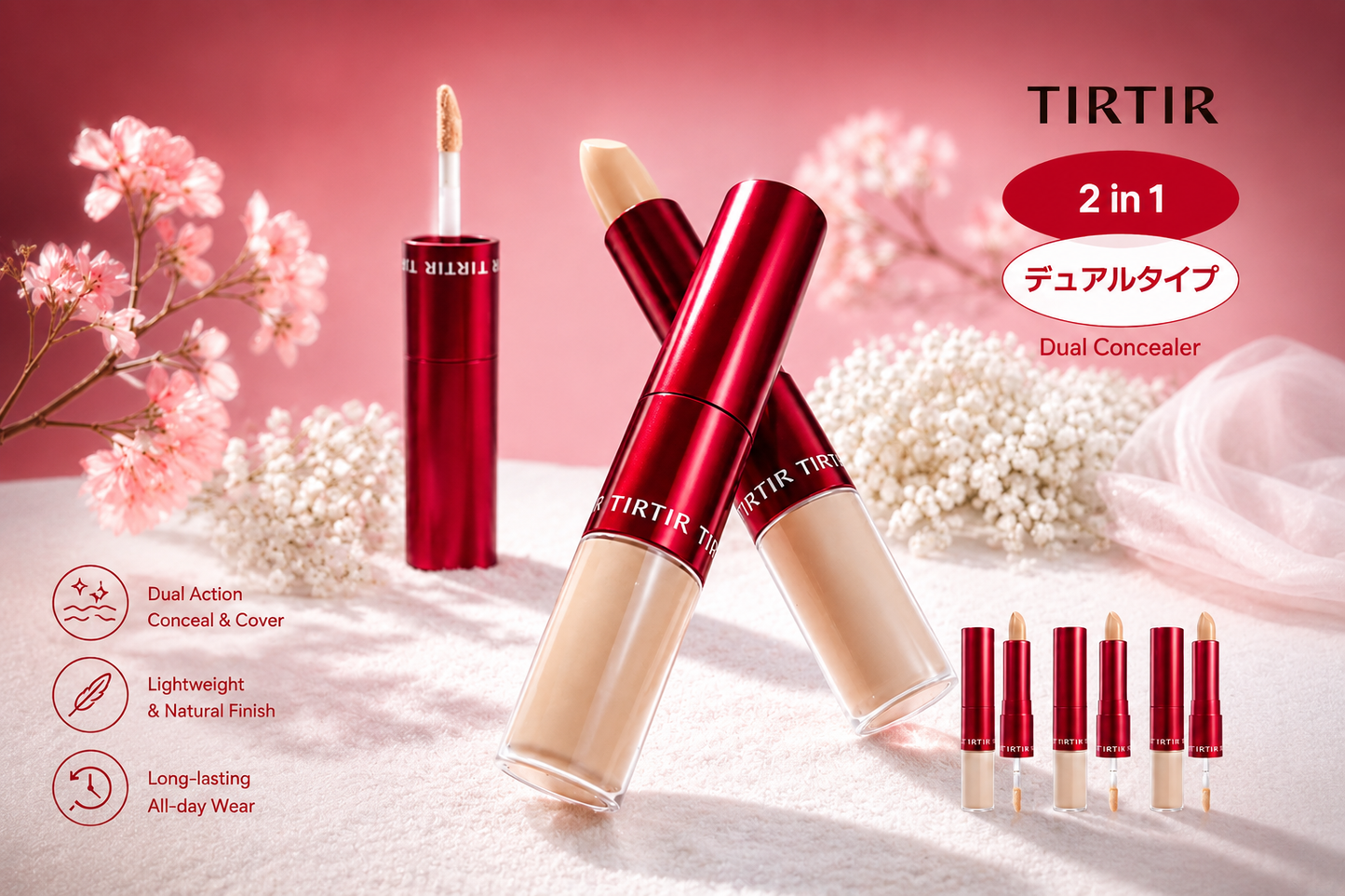TIRTIR Dual Concealer 2 in 1 – Corretivo Líquido + Stick de Alta Cobertura