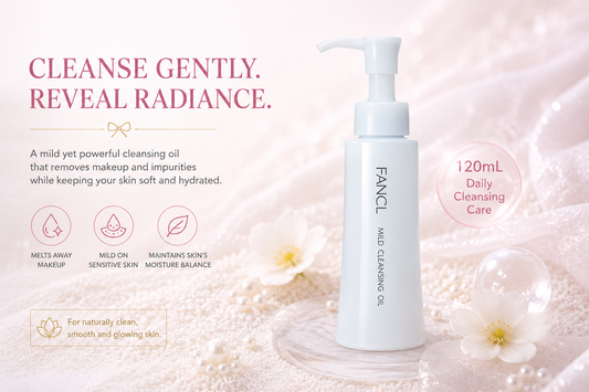 FANCL Mild Cleansing Oil  – Óleo de Limpeza Facial Suave para uma Pele Limpa, Hidratada e Radiante