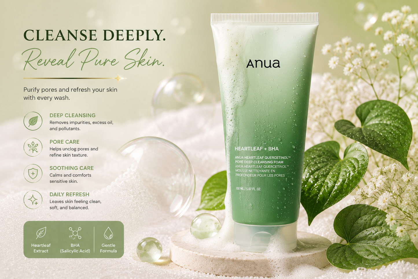 ANUA Heartleaf + BHA Pore Deep Cleansing Foam