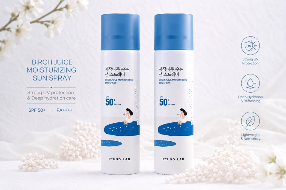 ROUND LAB Birch Juice Moisturizing Sun Spray SPF50+ PA++++ – Kit com 2 Unidades