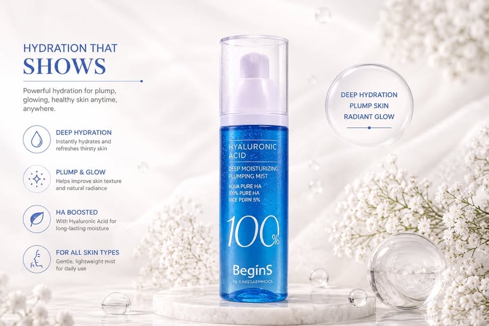BeginS Hyaluronic Acid 100% Deep Moisturizing Plumping Mist – by JUNGSAEMMOOL