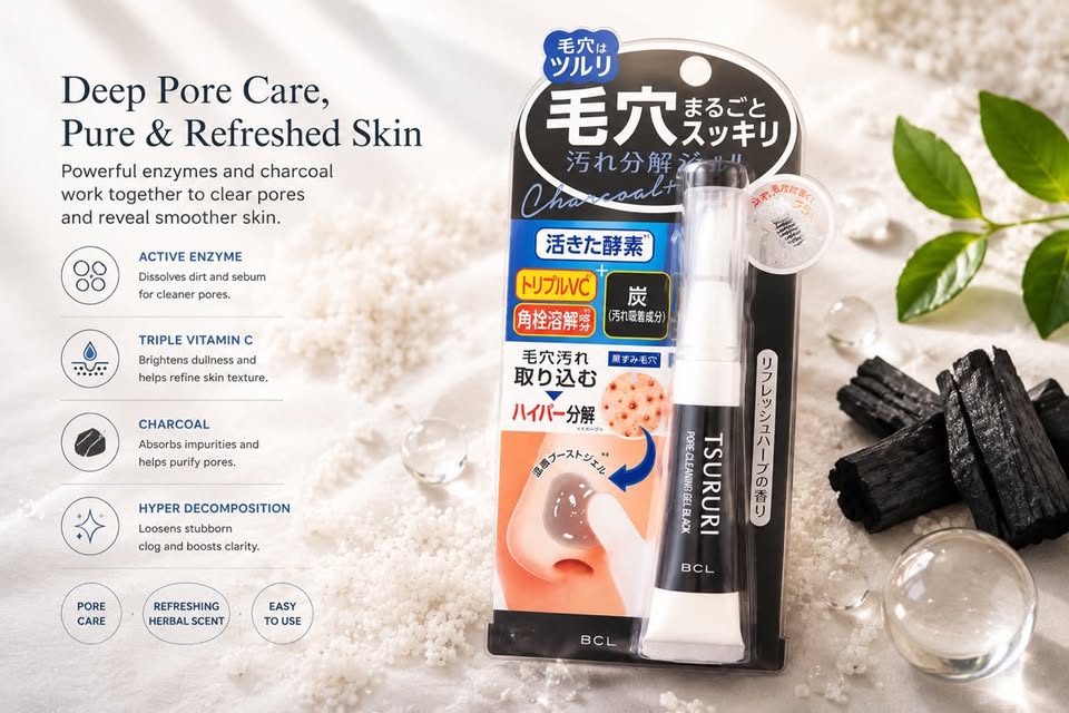 BCL TSURURI Pore Cleaning Gel Black – Charcoal Pore Care 🇯🇵