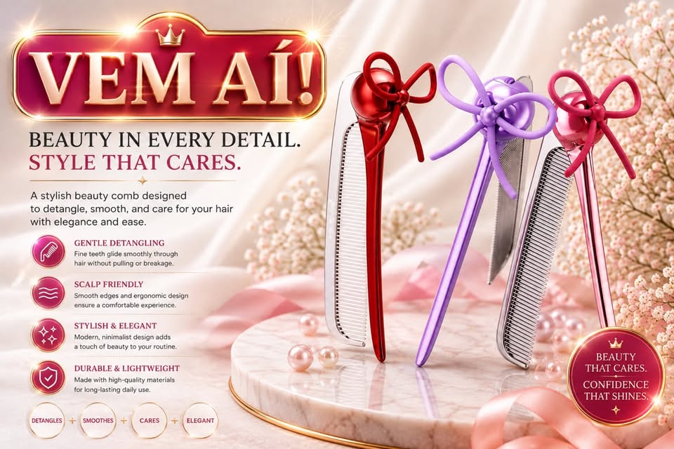 Elegant Bow Hair Comb – Pente de Cabelo Decorado com Laço