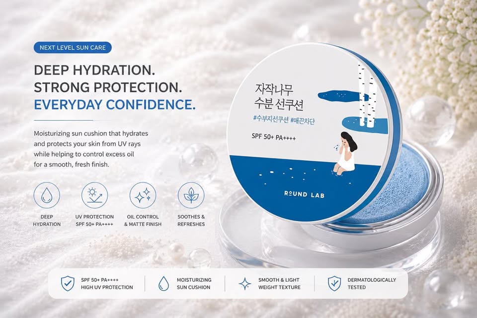ROUND LAB Birch Juice Moisturizing Sun Cushion SPF50+ PA++++