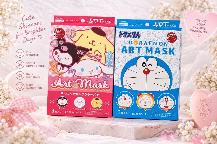 ARTMASK Character Face Mask 3P – Sanrio Kuromi, Cinnamoroll & Pompompurin / Doraemon & Dorami