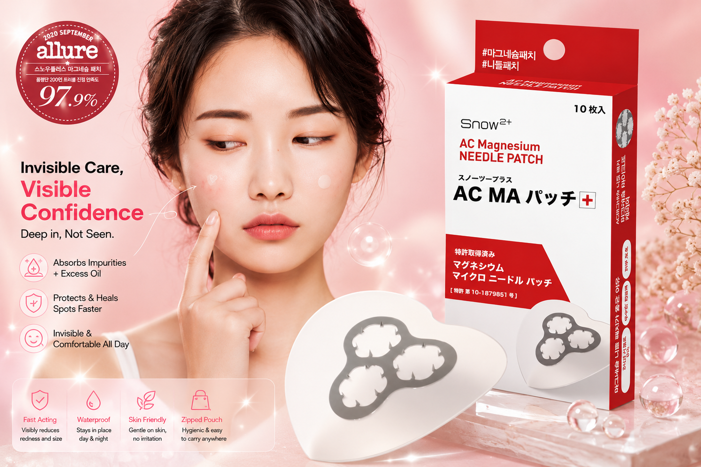 Snow2+ AC Magnesium Needle Patch Anti Acne – Patch Coreano para Espinhas