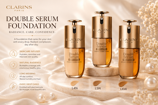Clarins Double Serum Foundation – Base Sérum com Tratamento e Luminosidade Natural