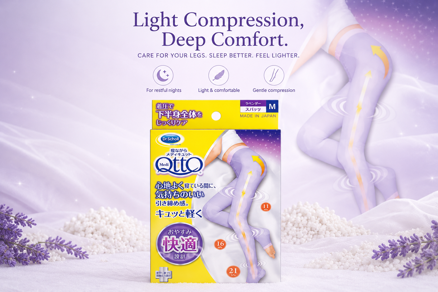 Medi Qtto Meia Calça de Compressão para Dormir Lavender