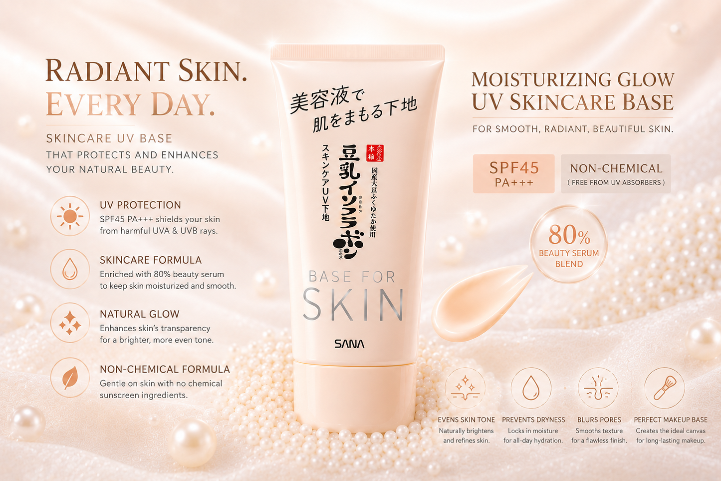 SANA Nameraka Honpo Skincare UV Base SPF45 PA+++