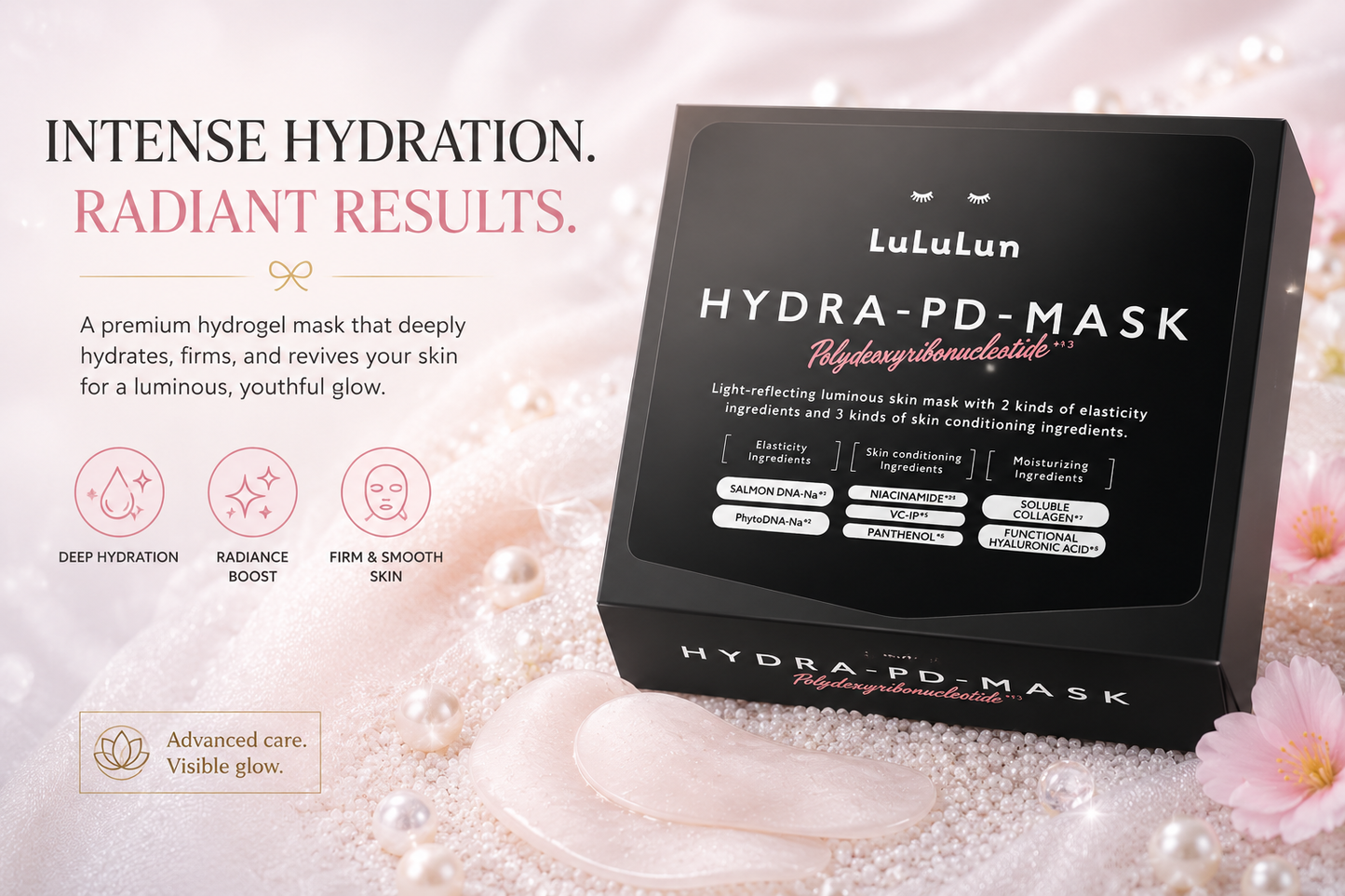 LuLuLun HYDRA-PD-MASK PDRN - Máscara Facial Premium Hidrogel com DNA de Salmão, Niacinamida e Colágeno
