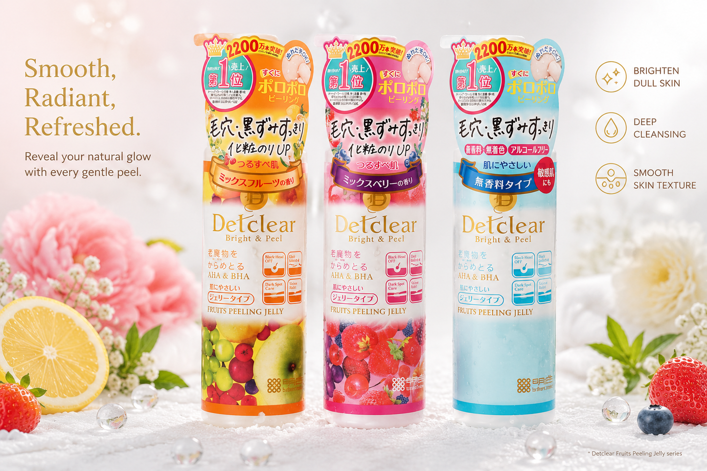 Detclear Bright & Peel Fruits Peeling Jelly – Peeling Facial Japonês